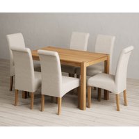 York 120cm Solid Oak Dining Table with 6 Natural Scroll Back Chairs