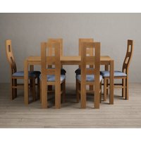 York 120cm Solid Oak Dining Table with 6 Linen Natural Chairs