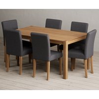 York 150cm Solid Oak Dining Table with 6 Charcoal Lila Chairs