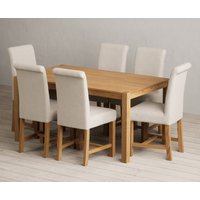 York 150cm Solid Oak Dining Table with 8 Charcoal Grey Scroll Back Chairs