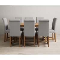 York 150cm Solid Oak Dining Table with 8 Grey Braced Chairs