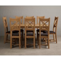 York 150cm Solid Oak Dining Table with 8 Charcoal Grey Natural Solid Oak Chairs