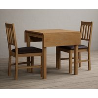 Extending York 70cm Solid Oak Dining Table with 2 Brown York Chairs
