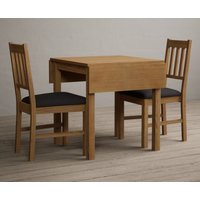 Extending York 70cm Solid Oak Dining Table with 2 Charcoal Grey York Chairs