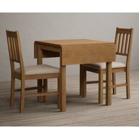 Extending York 70cm Solid Oak Dining Table with 4 Linen York Chairs
