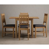 Extending York 70cm Solid Oak Drop Leaf Dining Table with 2 Light Grey York Chairs