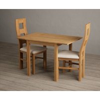 Extending York 70cm Solid Oak Dining Table with 4 Linen Natural Chairs