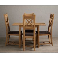 Extending York 70cm Solid Oak Drop Leaf Dining Table with 4 Charcoal Grey Natural Solid Oak Chairs