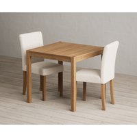 York 80cm Solid Oak Dining Table with 2 Natural Lila Chairs