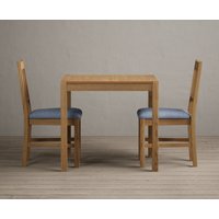 York 80cm Solid Oak Dining Table with 2 Blue York Chairs
