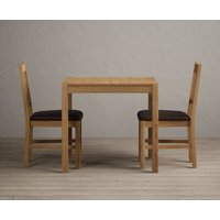 York 80cm Solid Oak Dining Table with 2 Brown York Chairs