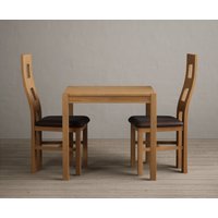 York 80cm Solid Oak Dining Table with 2 Brown Natural Chairs
