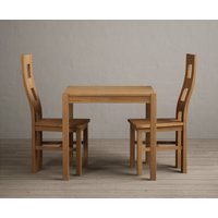 York 80cm Solid Oak Dining Table with 2 Oak Natural Chairs