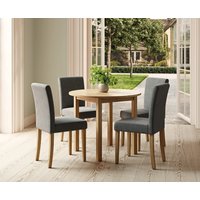 Extending York 90cm Solid Oak Drop Leaf Dining Table with 4 Grey Lila Chairs