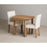 Extending York 90cm Solid Oak Dining Table with 2 Natural Lila Chairs