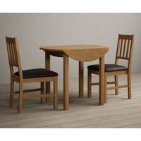 Extending York 90cm Solid Oak Dining Table with 4 Brown York Chairs