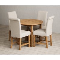 Extending York 90cm Solid Oak Dining Table with 4 Charcoal Grey Scroll Back Chairs