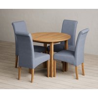Extending York 90cm Solid Oak Dining Table with 2 Grey Scroll Back Chairs