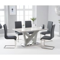 Oak Furniture Superstore, Reims 150cm Marble Effect Carrera Light Grey Dining Table With 4 Black Malaga Dining Chairs Oak Furniture Superstore, Reims 150cm Marble Effect Carrera Light Grey Dining Table With 4 Black Malaga Dining Chairs