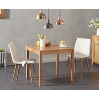Oxford 80cm Solid Oak Dining Table with Helsinki Fabric Chairs - Grey, 2 Chairs Oxford 80cm Solid Oak Dining Table with Helsinki Fabric Chairs - Grey, 2 Chairs