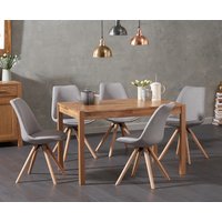 Oxford 120cm Solid Oak Dining Table with Oscar Fabric Round Leg Chairs Oxford 120cm Solid Oak Dining Table with Oscar Fabric Round Leg Chairs