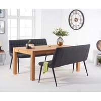 Oak Furniture Superstore, Thetford 180cm Oak Table With Heidi Grey Faux Leather Benches Oak Furniture Superstore, Thetford 180cm Oak Table With Heidi Grey Faux Leather Benches