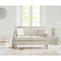 Oak Furniture Superstore, Chartwell Chesterfield Ivory Linen 2 Seater Sofa Oak Furniture Superstore, Chartwell Chesterfield Ivory Linen 2 Seater Sofa