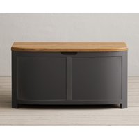 Oak Furniture Superstore, Bradwell Oak and Charcoal Grey Painted Blanket Box Oak Furniture Superstore, Bradwell Oak and Charcoal Grey Painted Blanket Box
