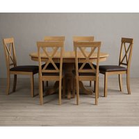 Oak Furniture Superstore, Hertford Solid Oak Pedestal Extending Dining Table with 4 Charcoal Grey Hertford Chairs Oak Furniture Superstore, Hertford Solid Oak Pedestal Extending Dining Table with 4 Charcoal Grey Hertford Chairs