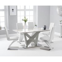 Oak Furniture Superstore, Reims 150cm Marble Effect Carrera Light Grey Dining Table With 4 Grey Hampstead Dining Chairs Oak Furniture Superstore, Reims 150cm Marble Effect Carrera Light Grey Dining Table With 4 Grey Hampstead Dining Chairs