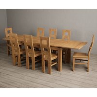 Oak Furniture Superstore, Hampshire 180cm Solid Oak Extending Dining Table With 6 Oak Flow Back Chairs with Oak Seats Oak Furniture Superstore, Hampshire 180cm Solid Oak Extending Dining Table With 6 Oak Flow Back Chairs with Oak Seats