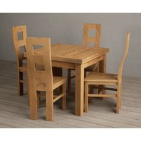 Oak Furniture Superstore, Hampshire 90cm Solid Oak Extending Dining Table With 4 Oak Flow Back Chairs with Oak Seats Oak Furniture Superstore, Hampshire 90cm Solid Oak Extending Dining Table With 4 Oak Flow Back Chairs with Oak Seats