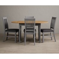 Oak Furniture Superstore, Warwick Oak and Light Grey Painted Extending Dining Table With 4 Charcoal Grey Warwick Chairs Oak Furniture Superstore, Warwick Oak and Light Grey Painted Extending Dining Table With 4 Charcoal Grey Warwick Chairs