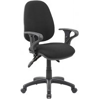 Comfort Ergo 3-Lever Operator Chairs Delivery: Assembled, Arm Style: With Arms, Base: Black, Colour: Black Fabric