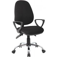 Comfort Ergo 3-Lever Operator Chairs Delivery: Flat Packed, Arm Style: With Fixed Arms, Base: Chrome, Colour: Black Fabric