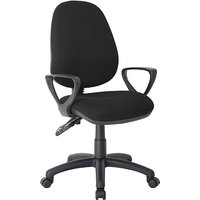 Office Chairs - Comfort Ergo 2-Lever Operator Chair in Black Fabric with Black Base and Fixed Arms - Delivered Assembled - Next Day Delivery