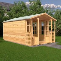 Delmora 8 x 14 Shiplap Summerhouse with Veranda - Wood - L4186 x W2456 x H2174 mm Brown