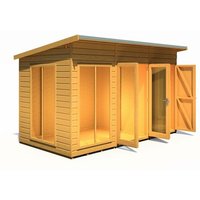 Shire Lela 12 ft x 6 ft Summerhouse with Storage Shed, Brown