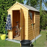 Shire Shetland 6 ft x 4 ft Shiplap Apex Shed, Brown
