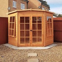Shire Hampton 7 ft x 7 ft Corner Summerhouse, Brown