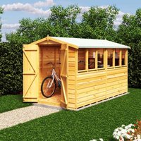 Shire Garden Value Overlap 10 x 6 Double Door Apex Shed, Brown