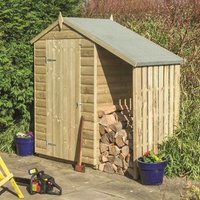 Rowlinson Oxford 4ft x 3ft Wooden Apex Garden Shed with Lean To, Brown