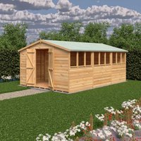 Shire Garden Value Overlap 10 x 15 Double Door Apex Shed, Brown