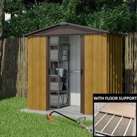 Yardmaster Woodview Metal Apex Shed 6 x 5ft with Floor Support Frame, Brown