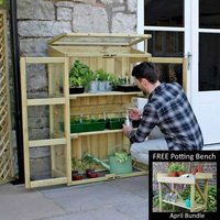 Zest Compact Botanical Greenhouse - April Bundle (FREE Potting Bench)