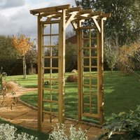 Rowlinson Square Top Wooden Garden Arch, Brown