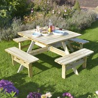 Rowlinson 8-Seater Square Picnic Table, Brown