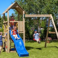 Adventure Peaks Single Swing & Slide Fortress 2 Wooden Climbing Frame