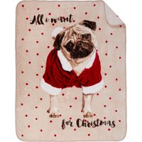 Faux Fur Mink Throw - All I Want Pug For Christmas