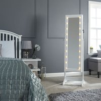 Amore Jewellery Armoire With LED Lights - White